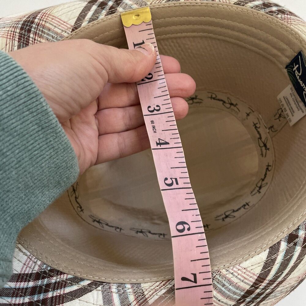 Vintage Panama Jack Fedora Palm Tree Plaid Pattern Beachy Preppy EUC LARGE/XL - Picture 11 of 11